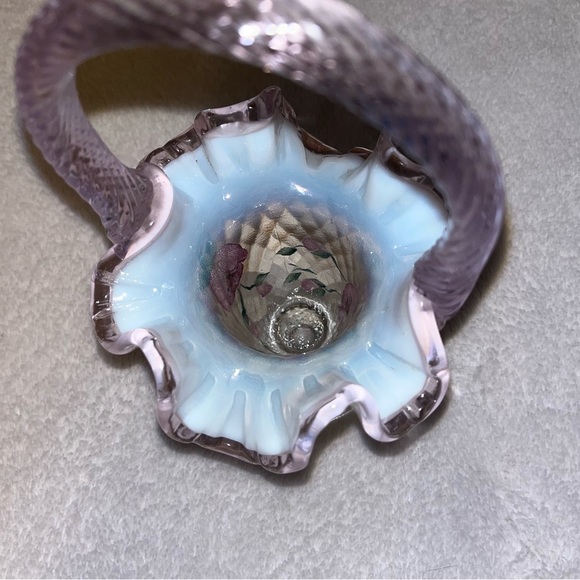 Floral Fenton Glass Basket - Picture 3 of 5